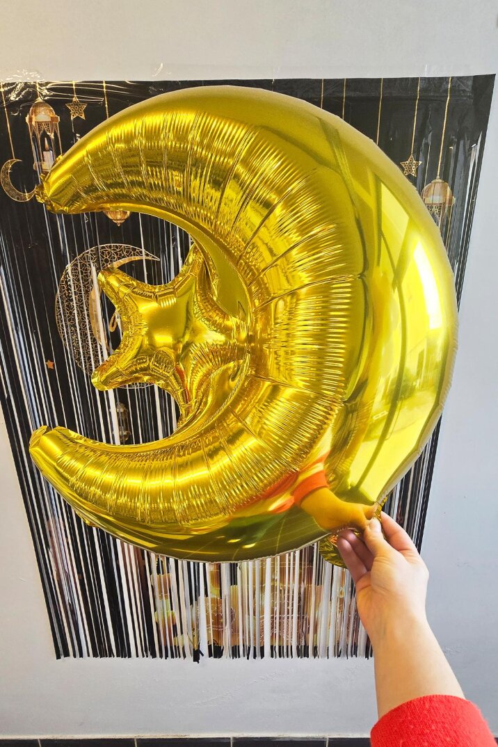 Gold Ay Yıldız Folyo Balon Ramazan Balonu Ramazan Süsleri Ay Yıldız Balon - 4