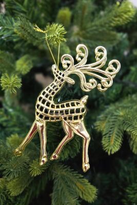 Gold Geyik Yılbaşı Ağacı Süsü Lüks Geyik Yılbaşı Ağaç Süsü Tekli - 1