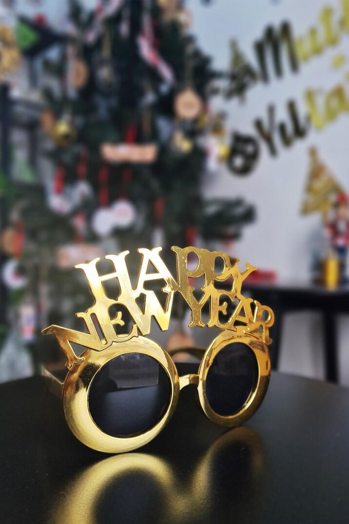 Gold Happy New Year Yılbaşı Parti Gözlüğü Yılbaşı Parti Gözlük - 1