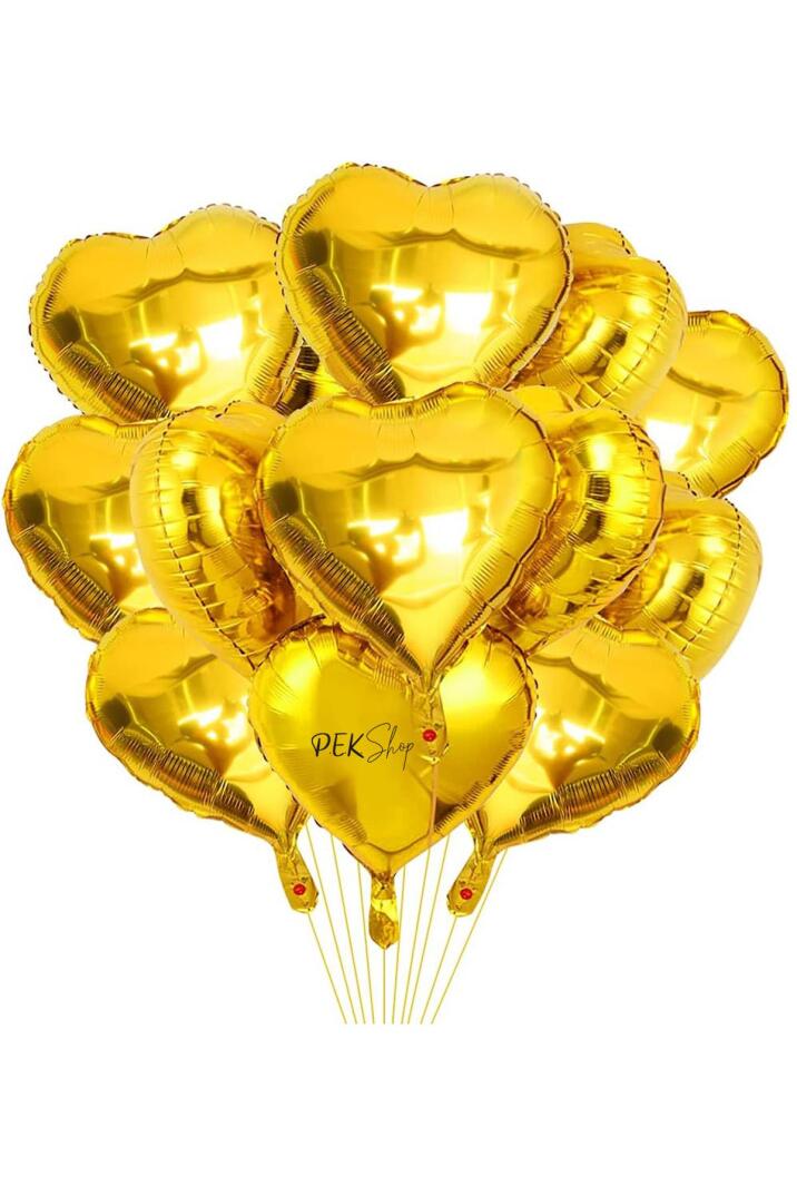 Gold Kalp Folyo Balon Parlak Kalp Balon 18" 45cm - 3