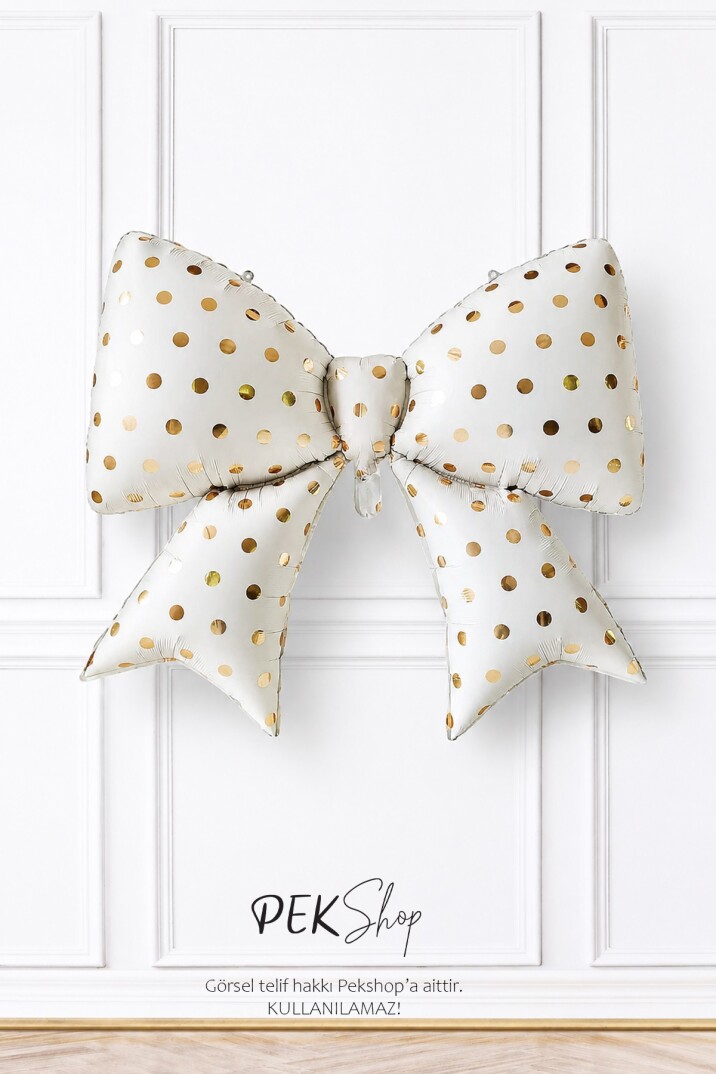 Gold Puantiyeli Krem Fiyonk Folyo Balon - 1