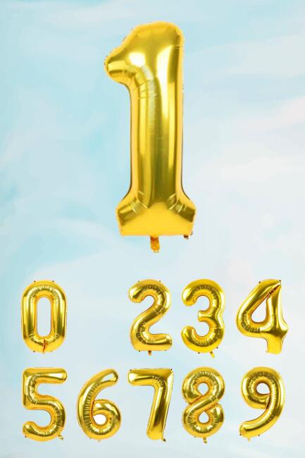 Gold Rakam Folyo Balon Büyük Boy Gold Sayı Balonlar 100cm 40inç - 2