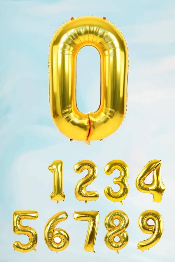 Gold Rakam Folyo Balon Büyük Boy Gold Sayı Balonlar 100cm 40inç - 1