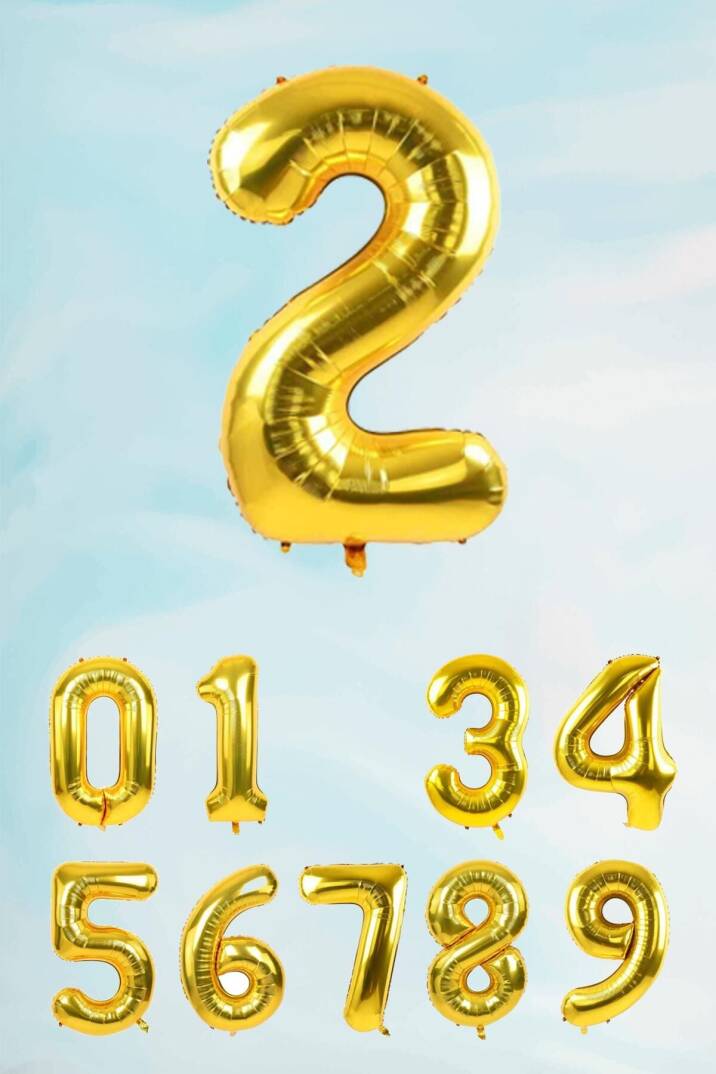Gold Rakam Folyo Balon Büyük Boy Gold Sayı Balonlar 100cm 40inç - 3