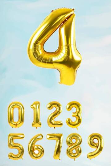 Gold Rakam Folyo Balon Büyük Boy Gold Sayı Balonlar 100cm 40inç - 5