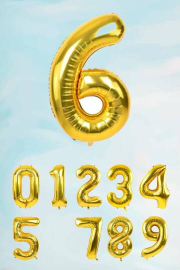 Gold Rakam Folyo Balon Büyük Boy Gold Sayı Balonlar 100cm 40inç - 7