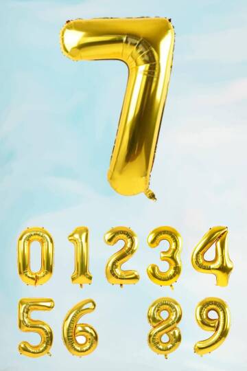 Gold Rakam Folyo Balon Büyük Boy Gold Sayı Balonlar 100cm 40inç - 8