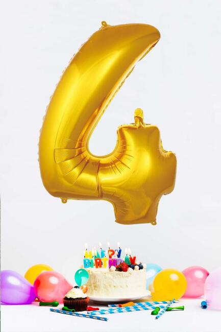 Gold Rakam Folyo Balon Gold Sayı Balonlar 16 inç 40 cm - 5