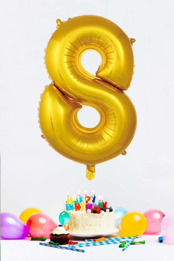 Gold Rakam Folyo Balon Gold Sayı Balonlar 16 inç 40 cm - 9