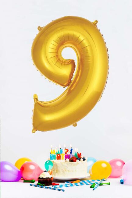 Gold Rakam Folyo Balon Gold Sayı Balonlar 16 inç 40 cm - 10