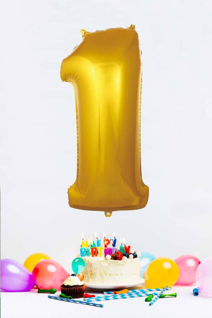 Gold Rakam Folyo Balon Gold Sayı Balonlar 16 inç 40 cm - 2
