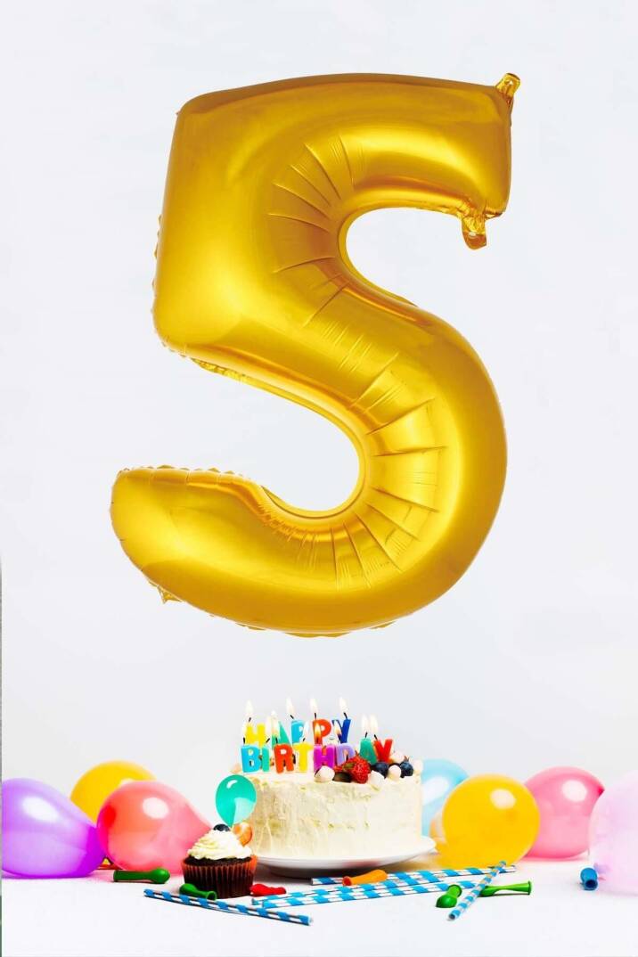 Gold Rakam Folyo Balon Gold Sayı Balonlar 16 inç 40 cm - 6