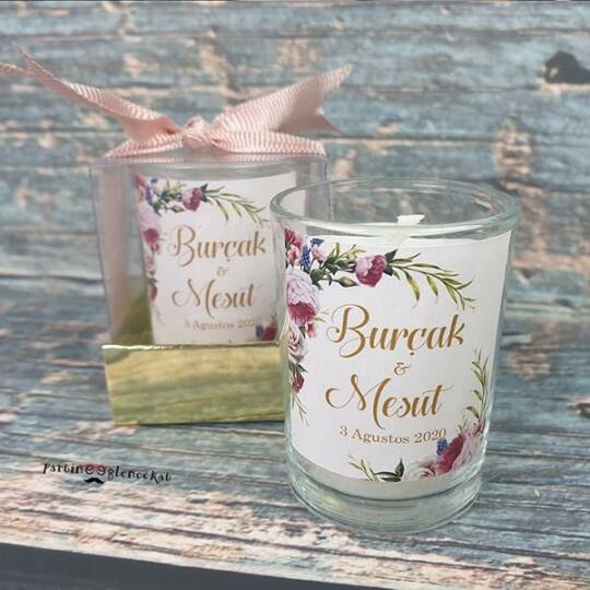 Gold Romantik Çiçekler Konsept Mum Hediyelik
