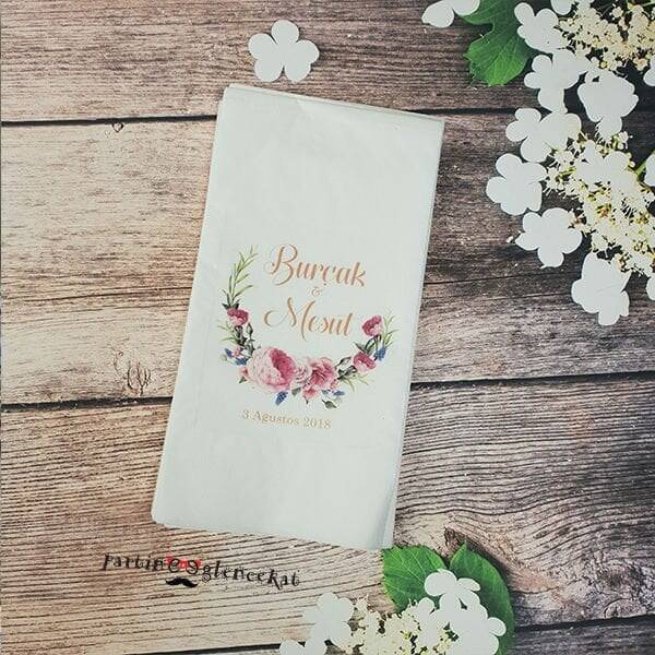 Gold Romantik Çiçekli Konsept Peçete - 1