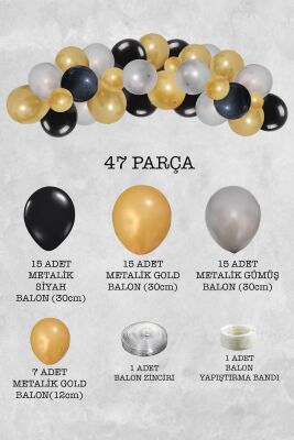 Gold Silver Konsept Balon Zinciri Arı Tema Parti Balon Seti 47 Parça - 2