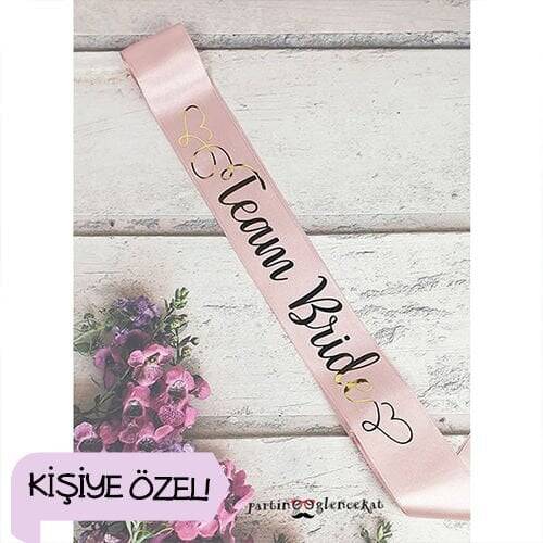 Gold Varak Baskılı Kişiye Özel Somon Kuşak - 1