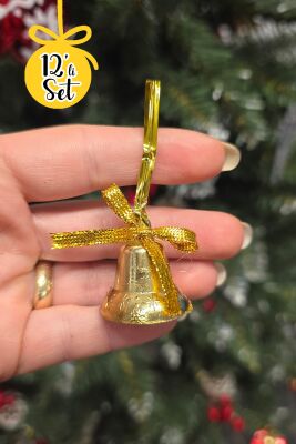 Gold Yılbaşı Çanları Ağaç Süsleri Seti 12li Çan Yılbaşı Ağaç Süsü - 2