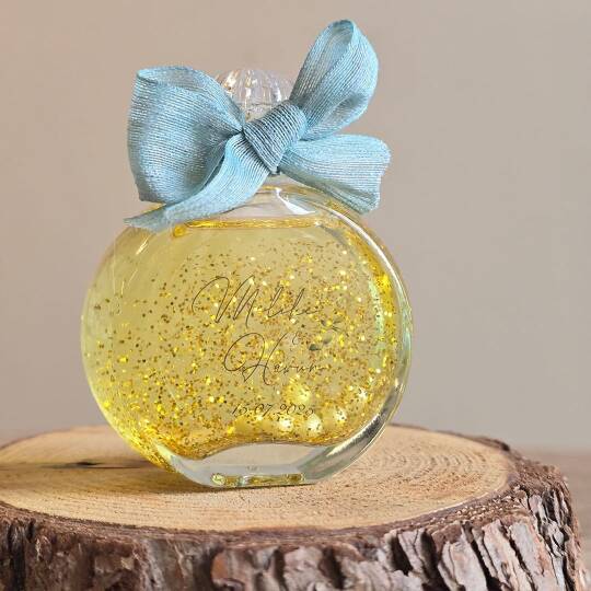 Gold Zeytin Yapraklı Konsept İncili Simli Kolonya Hediyelik - 3