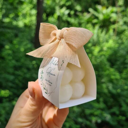 Gold Zeytin Yapraklı Konsept Özel Kesim Kutulu Bubble Mum Hediyelik - 2