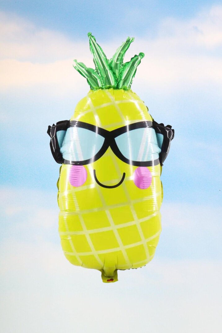 Gözlüklü Ananas Şekilli Büyük Folyo Balon Doğum Günü Süsleri - 1
