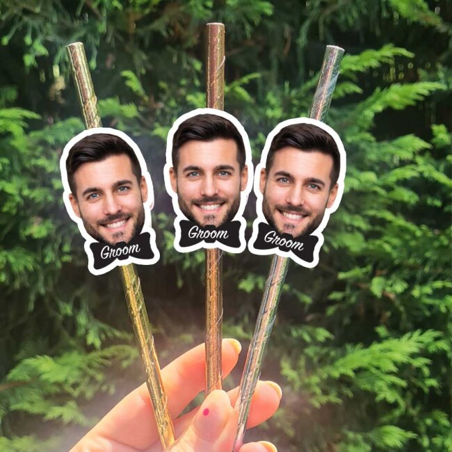 Groom Fotoğraf Baskılı Pipet Takımı 5 li