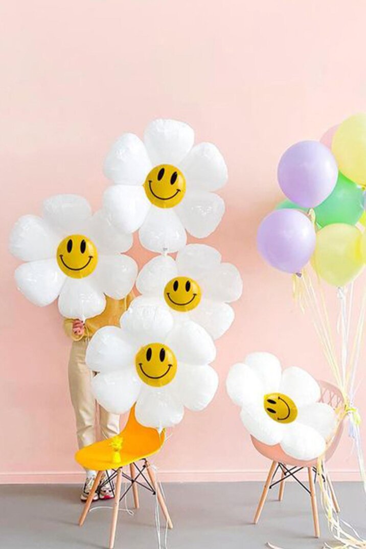 Gülen Papatya Büyük Folyo Balon Papatya Balon 110cm - 4