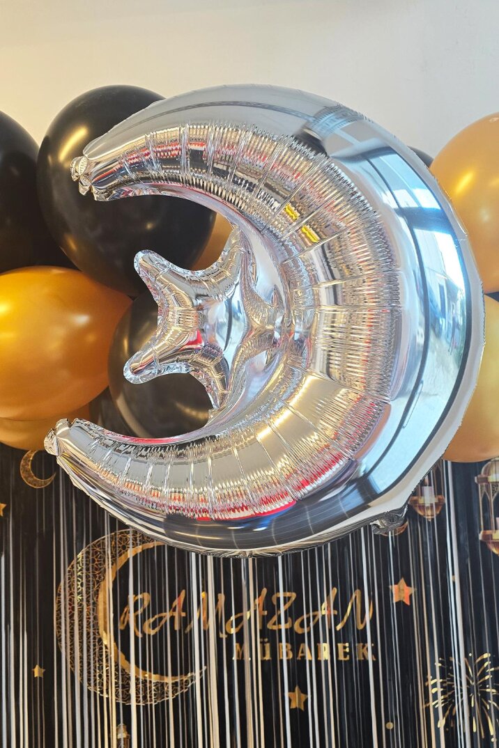 Gümüş Ay Yıldız Folyo Balon Ramazan Balonu Ramazan Süsleri Ay Yıldız Balon - 1