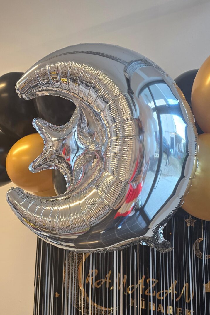 Gümüş Ay Yıldız Folyo Balon Ramazan Balonu Ramazan Süsleri Ay Yıldız Balon - 3