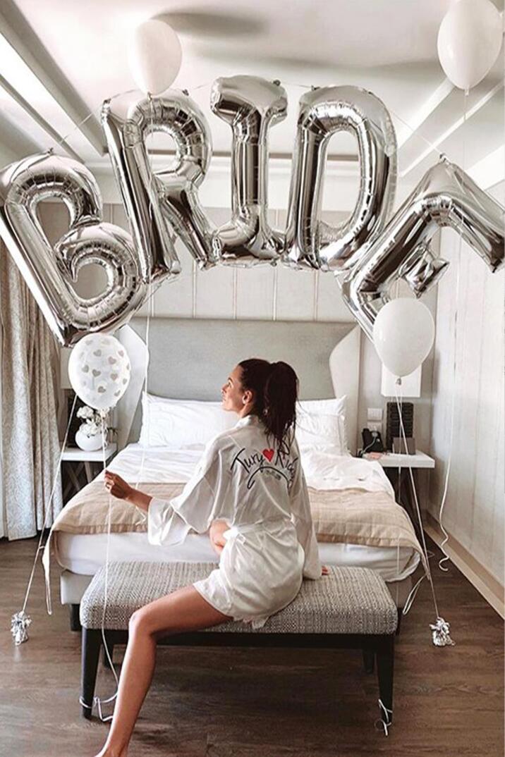 Gümüş Bride Balon Seti Dev Folyo Balon Seti Bekarlığa Veda Bride To Be Partisi Balonları 100cm - 1