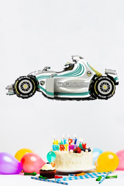 Gümüş Formula Arabası Folyo Balon Formula Yarış Arası Balon 110cm - 2