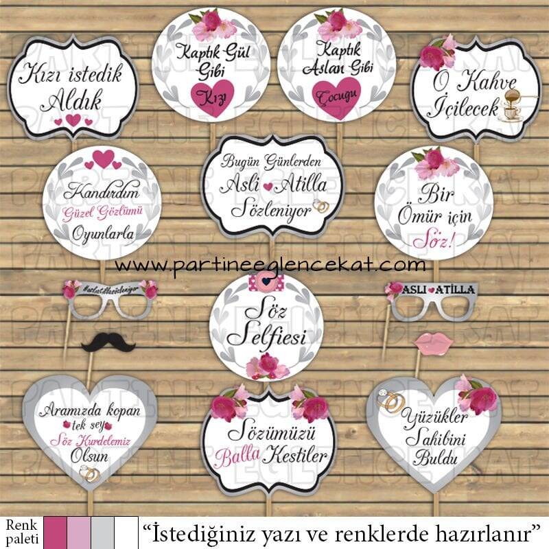 Gümüş - Fuşya Konsept Konuşma Balonları Seti - 1