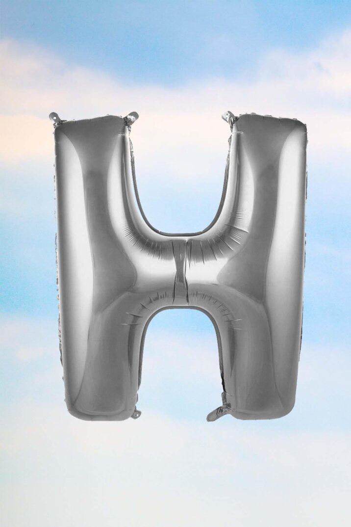 H Harfi Gümüş Folyo Balon 100 cm 40 inç 1 Metre Silver - 1