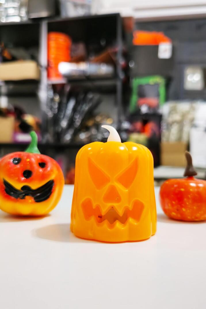 Halloween 3 lü Bal Kabağı Süs Seti Işıklı Balkabağı Mum Gülen Balkabağı Figür ve Küçük Balkabağı Figür - 7
