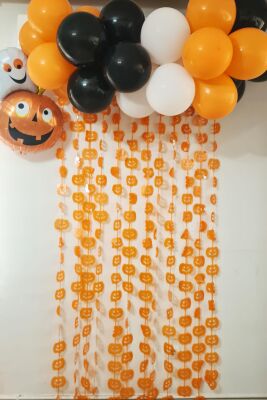 Halloween Bal Kabağı Fon Perde Kapı Perdesi Cadılar Bayramı Arka Fon Süs - 4