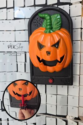 Halloween Bal Kabağı Kapı Zili Sesli Hareketli Cadılar Bayramı Kapı Zili Süs Aksesuar - 1