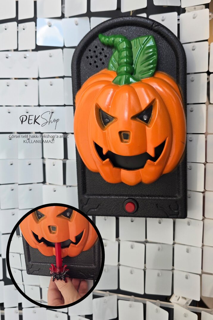 Halloween Bal Kabağı Kapı Zili Sesli Hareketli Cadılar Bayramı Kapı Zili Süs Aksesuar - 1