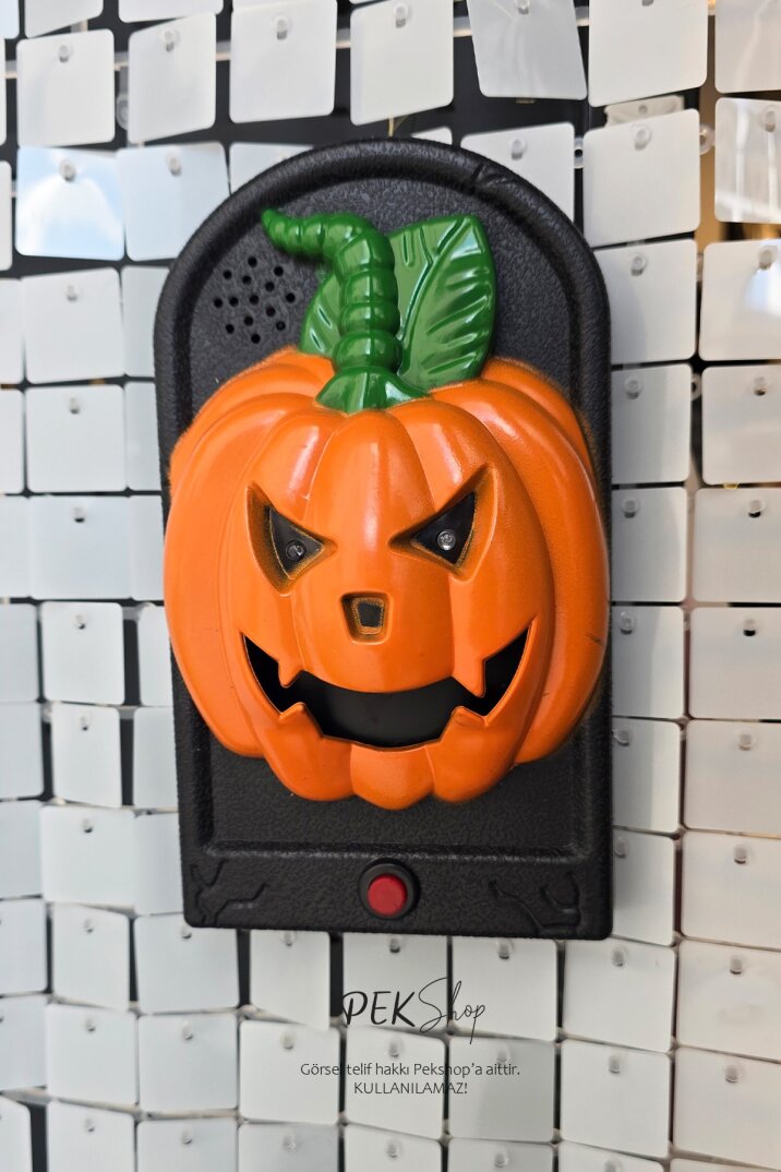 Halloween Bal Kabağı Kapı Zili Sesli Hareketli Cadılar Bayramı Kapı Zili Süs Aksesuar - 2