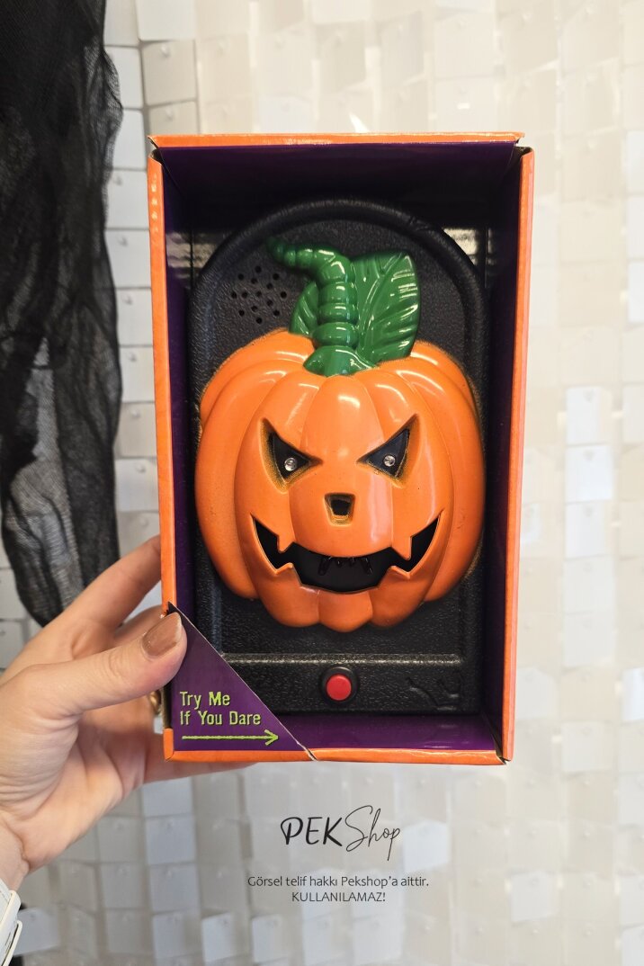 Halloween Bal Kabağı Kapı Zili Sesli Hareketli Cadılar Bayramı Kapı Zili Süs Aksesuar - 3