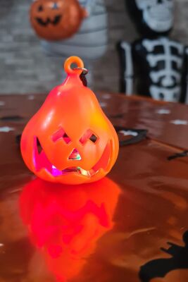 Halloween Işıklı Balkabağı Kolye Cadılar Bayramı Bal Kabağı Kolyesi Işıklı - 6