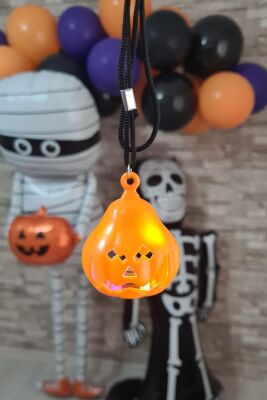 Halloween Işıklı Balkabağı Kolye Cadılar Bayramı Bal Kabağı Kolyesi Işıklı - 7