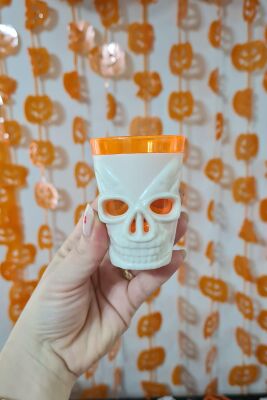 Halloween Işıklı Bardak Kuru Kafa Shot Bardağı Işıklı Cadılar Bayramı Bardağı 7cm - 1
