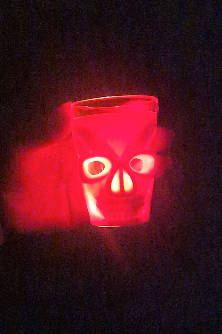 Halloween Işıklı Bardak Kuru Kafa Shot Bardağı Işıklı Cadılar Bayramı Bardağı 7cm - 4