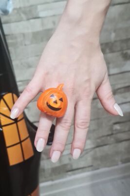 Halloween Işıklı Yüzük Bal Kabağı Şeklinde Işıklı Cadılar Bayramı Yüzüğü - 2