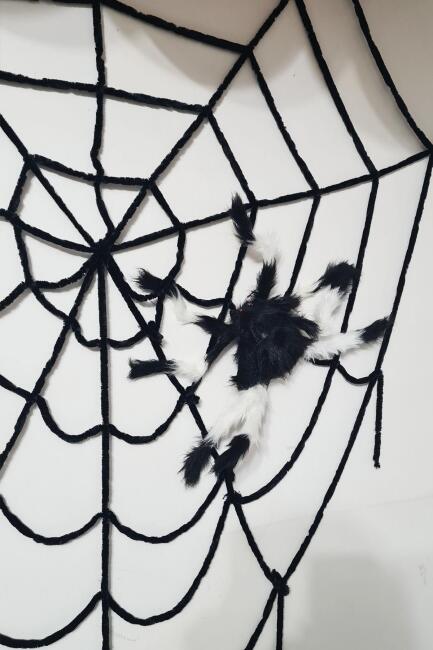 Halloween Örümcek Ağı ve Örümcek Seti 1 Adet 150cm Örümcek Ağı 1 Adet 50 Cm Gerçekçi Örümcek - 2