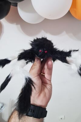 Halloween Örümcek Figür 50cm Tüylü Şekil Verilebilen Örümcek Süs Cadılar Bayramı Örümcek Süs - 3