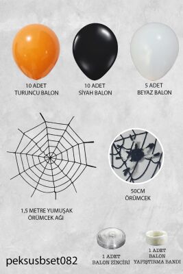 Halloween Parti Balon Süsleme Seti Örümcek Ağı ve Örümcekli Cadılar Bayramı Süsleme Seti - 2