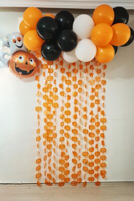 Halloween Parti Balon Süsleme Seti Perdeli Folyo Balonlu Cadılar Bayramı Süsleme Seti - 1