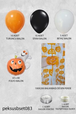 Halloween Parti Balon Süsleme Seti Perdeli Folyo Balonlu Cadılar Bayramı Süsleme Seti - 2