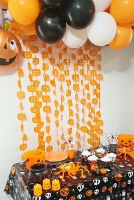 Halloween Parti Balon Süsleme Seti Perdeli Folyo Balonlu Cadılar Bayramı Süsleme Seti - 4