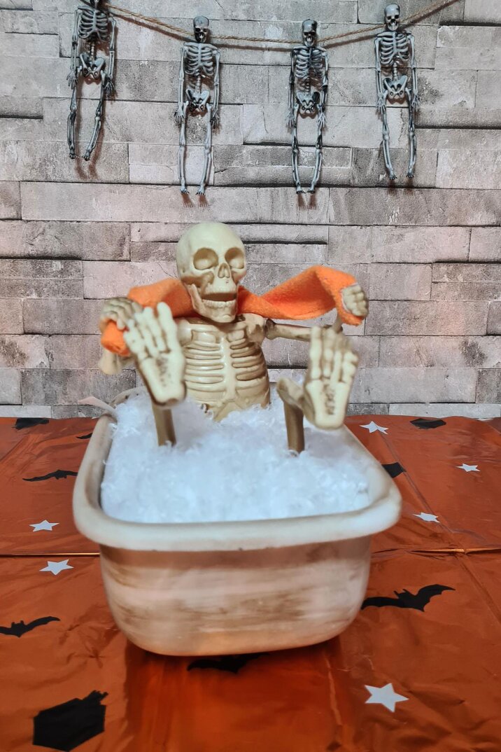 Halloween Sesli Hareketli Küvette İskelet Cadılar Bayramı Hareketli Süs - 1